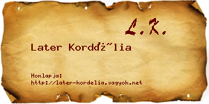 Later Kordélia névjegykártya